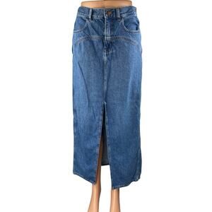 Madewell Women's Blue High Waisted Slit Straight Midi Denim Jean Skirt Size 26